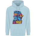 Lets Get Wild Rhino Gorilla Elephant Hippo Mens 80% Cotton Hoodie Light Blue