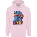 Lets Get Wild Rhino Gorilla Elephant Hippo Mens 80% Cotton Hoodie Light Pink