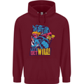 Lets Get Wild Rhino Gorilla Elephant Hippo Mens 80% Cotton Hoodie Maroon
