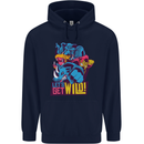 Lets Get Wild Rhino Gorilla Elephant Hippo Mens 80% Cotton Hoodie Navy Blue