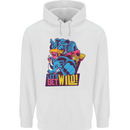 Lets Get Wild Rhino Gorilla Elephant Hippo Mens 80% Cotton Hoodie White