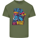 Lets Get Wild Rhino Gorilla Elephant Hippo Mens Cotton T-Shirt Tee Top Military Green