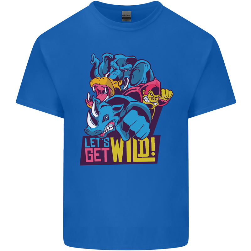 Lets Get Wild Rhino Gorilla Elephant Hippo Mens Cotton T-Shirt Tee Top Royal Blue
