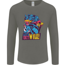 Lets Get Wild Rhino Gorilla Elephant Hippo Mens Long Sleeve T-Shirt Charcoal
