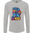 Lets Get Wild Rhino Gorilla Elephant Hippo Mens Long Sleeve T-Shirt Sports Grey
