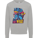 Lets Get Wild Rhino Gorilla Elephant Hippo Mens Sweatshirt Jumper Sports Grey