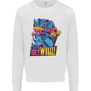 Lets Get Wild Rhino Gorilla Elephant Hippo Mens Sweatshirt Jumper White