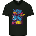 Lets Get Wild Rhino Gorilla Elephant Hippo Mens V-Neck Cotton T-Shirt Black