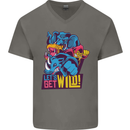 Lets Get Wild Rhino Gorilla Elephant Hippo Mens V-Neck Cotton T-Shirt Charcoal