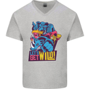Lets Get Wild Rhino Gorilla Elephant Hippo Mens V-Neck Cotton T-Shirt Sports Grey