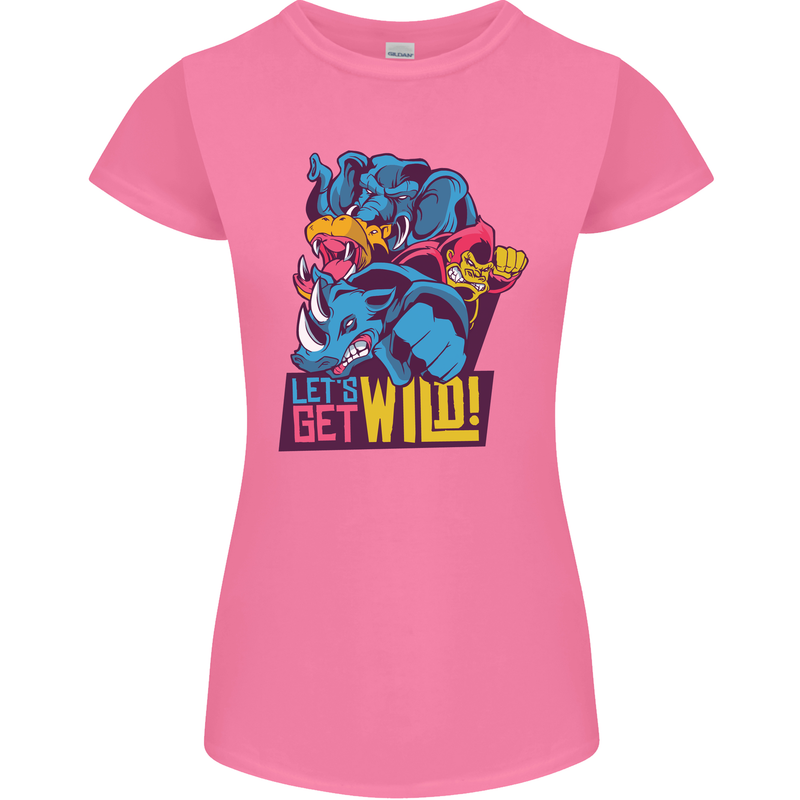 Lets Get Wild Rhino Gorilla Elephant Hippo Womens Petite Cut T-Shirt Azalea