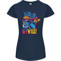 Lets Get Wild Rhino Gorilla Elephant Hippo Womens Petite Cut T-Shirt Navy Blue