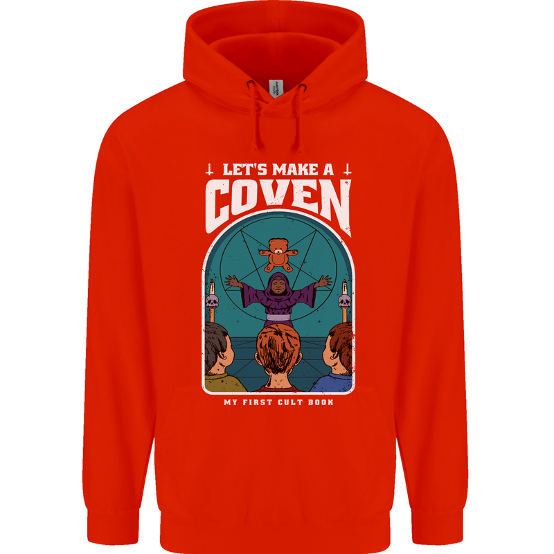 Lets Make a Coven Halloween Satanic Horror Childrens Kids Hoodie Bright Red