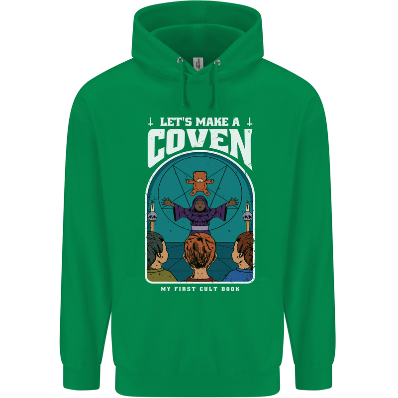 Lets Make a Coven Halloween Satanic Horror Childrens Kids Hoodie Irish Green