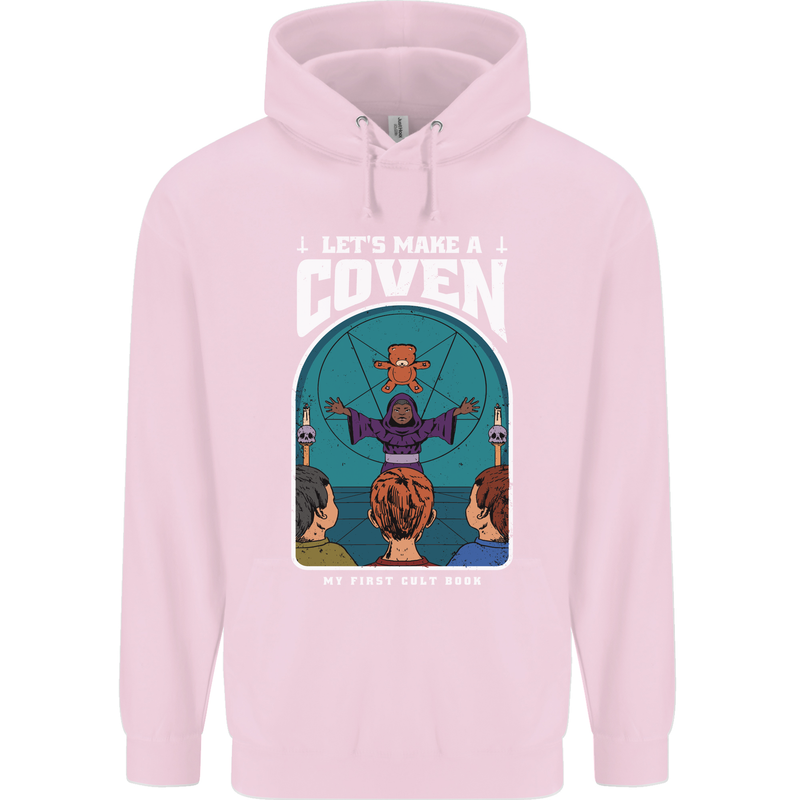 Lets Make a Coven Halloween Satanic Horror Childrens Kids Hoodie Light Pink