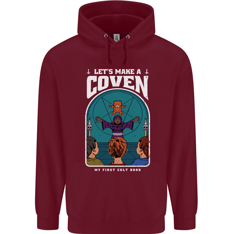 Lets Make a Coven Halloween Satanic Horror Childrens Kids Hoodie Maroon