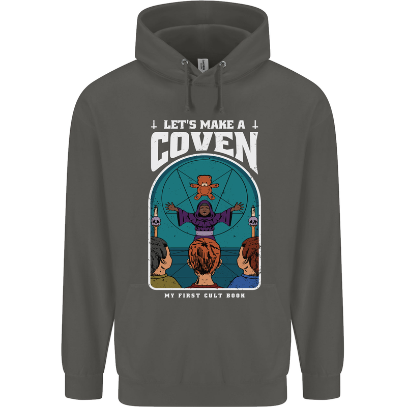 Lets Make a Coven Halloween Satanic Horror Childrens Kids Hoodie Storm Grey