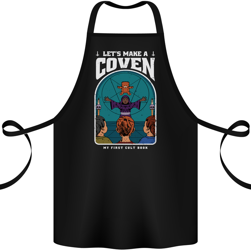 Lets Make a Coven Halloween Satanic Horror Cotton Apron 100% Organic Black