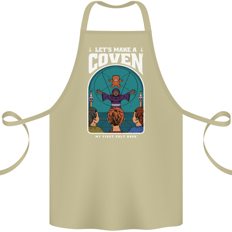 Lets Make a Coven Halloween Satanic Horror Cotton Apron 100% Organic Khaki
