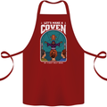 Lets Make a Coven Halloween Satanic Horror Cotton Apron 100% Organic Maroon