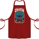 Lets Make a Coven Halloween Satanic Horror Cotton Apron 100% Organic Maroon
