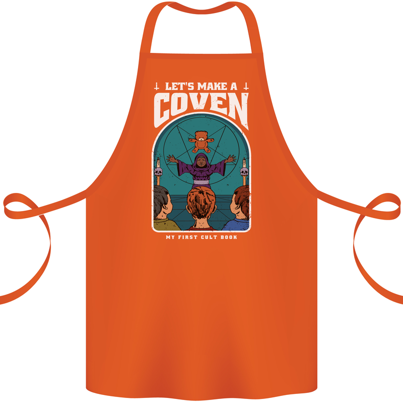Lets Make a Coven Halloween Satanic Horror Cotton Apron 100% Organic Orange