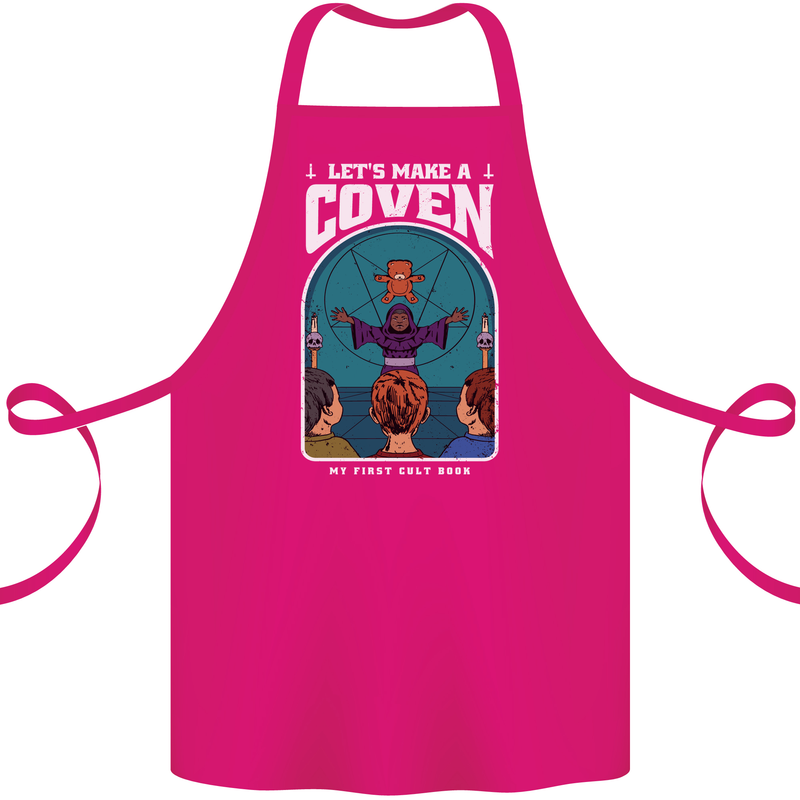 Lets Make a Coven Halloween Satanic Horror Cotton Apron 100% Organic Pink