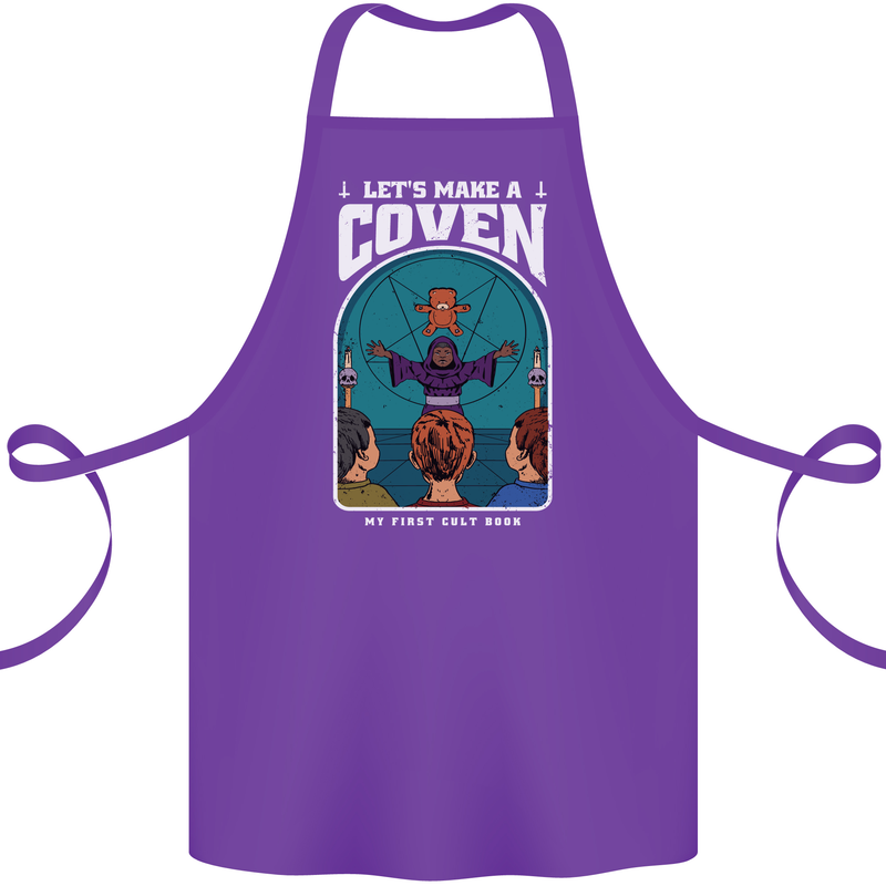 Lets Make a Coven Halloween Satanic Horror Cotton Apron 100% Organic Purple