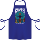 Lets Make a Coven Halloween Satanic Horror Cotton Apron 100% Organic Royal Blue