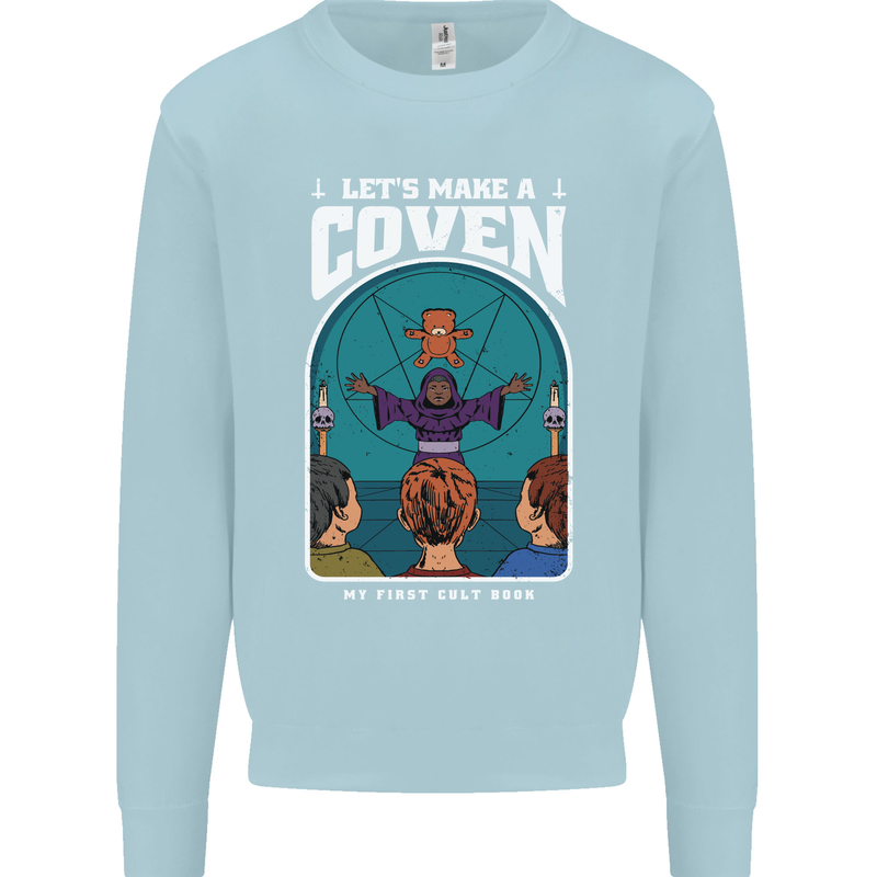 Lets Make a Coven Halloween Satanic Horror Kids Sweatshirt Jumper Light Blue