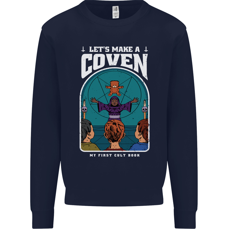 Lets Make a Coven Halloween Satanic Horror Kids Sweatshirt Jumper Navy Blue