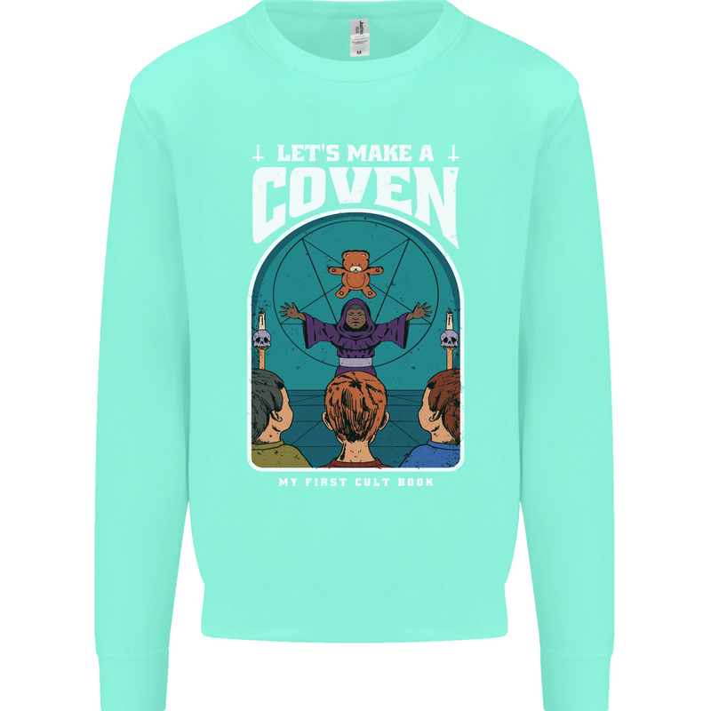 Lets Make a Coven Halloween Satanic Horror Kids Sweatshirt Jumper Peppermint