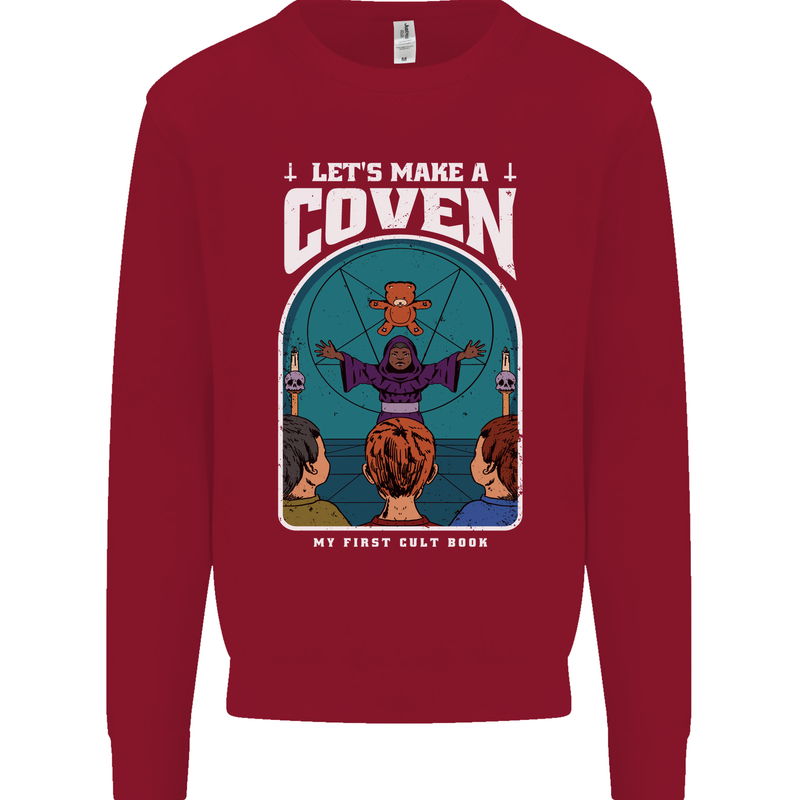 Lets Make a Coven Halloween Satanic Horror Kids Sweatshirt Jumper Red
