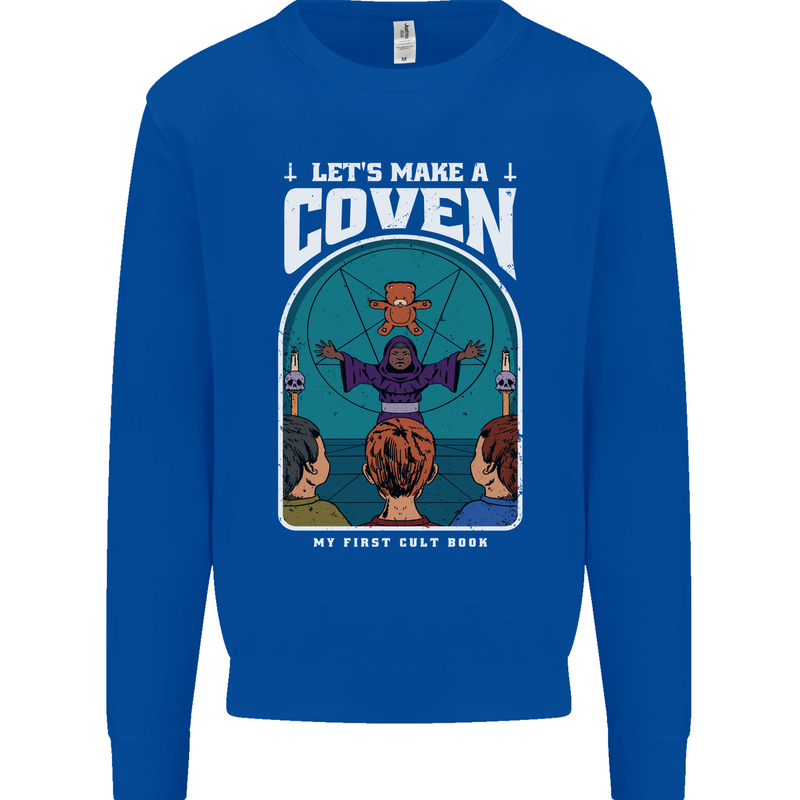 Lets Make a Coven Halloween Satanic Horror Kids Sweatshirt Jumper Royal Blue