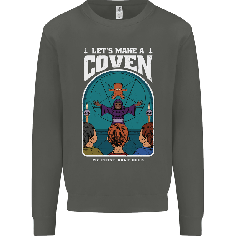 Lets Make a Coven Halloween Satanic Horror Kids Sweatshirt Jumper Storm Grey