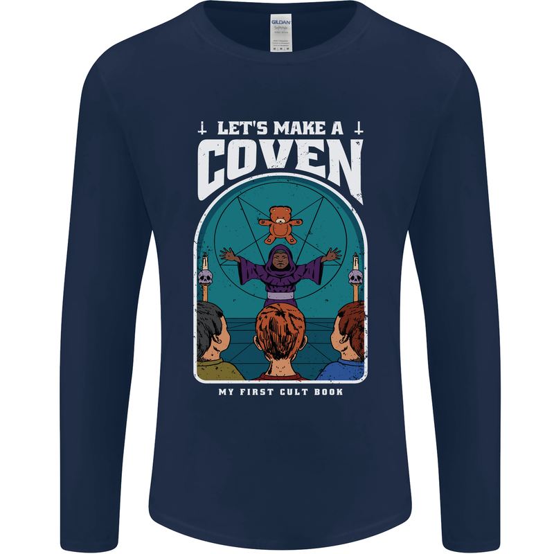 Lets Make a Coven Halloween Satanic Horror Mens Long Sleeve T-Shirt Navy Blue