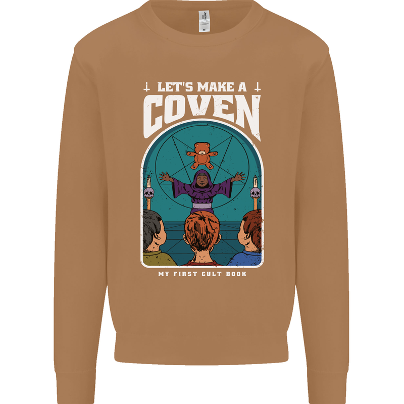 Lets Make a Coven Halloween Satanic Horror Mens Sweatshirt Jumper Caramel Latte