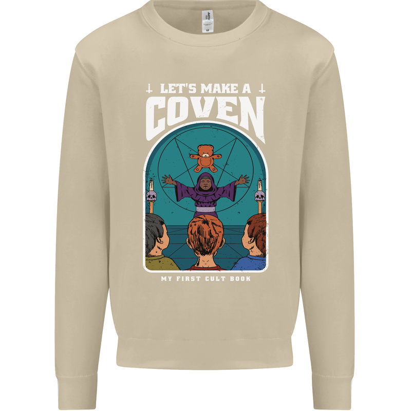 Lets Make a Coven Halloween Satanic Horror Mens Sweatshirt Jumper Sand
