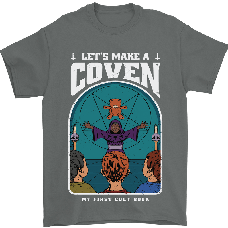 Lets Make a Coven Halloween Satanic Horror Mens T-Shirt Cotton Gildan Charcoal