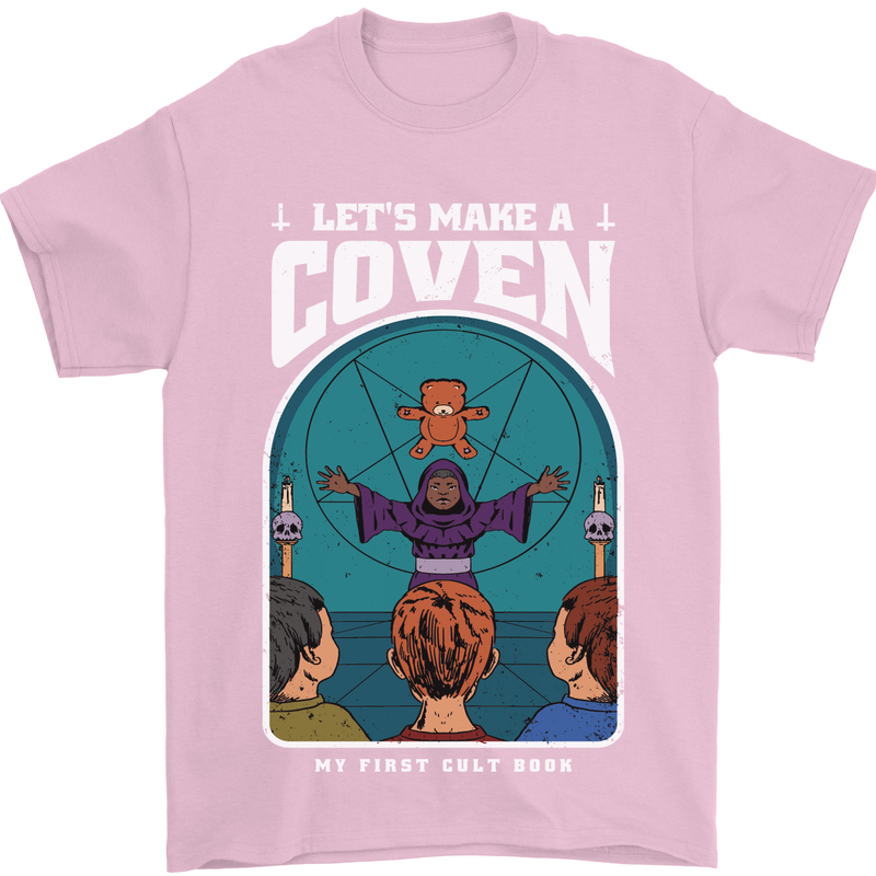 Lets Make a Coven Halloween Satanic Horror Mens T-Shirt Cotton Gildan Light Pink