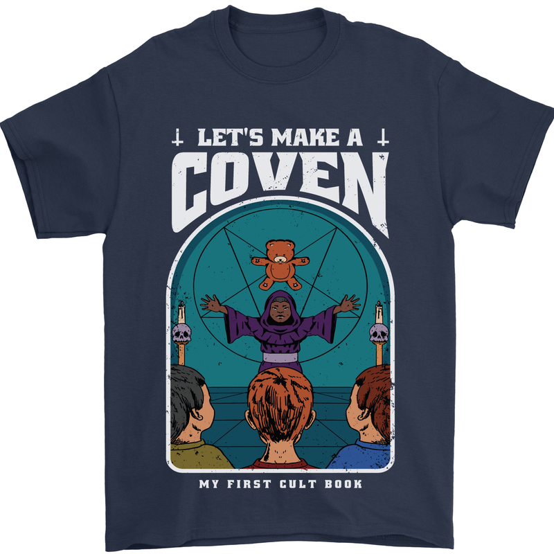 Lets Make a Coven Halloween Satanic Horror Mens T-Shirt Cotton Gildan Navy Blue
