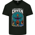 Lets Make a Coven Halloween Satanic Horror Mens V-Neck Cotton T-Shirt Black