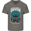 Lets Make a Coven Halloween Satanic Horror Mens V-Neck Cotton T-Shirt Charcoal