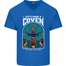 Lets Make a Coven Halloween Satanic Horror Mens V-Neck Cotton T-Shirt Royal Blue