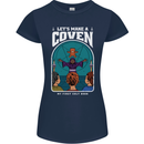 Lets Make a Coven Halloween Satanic Horror Womens Petite Cut T-Shirt Navy Blue