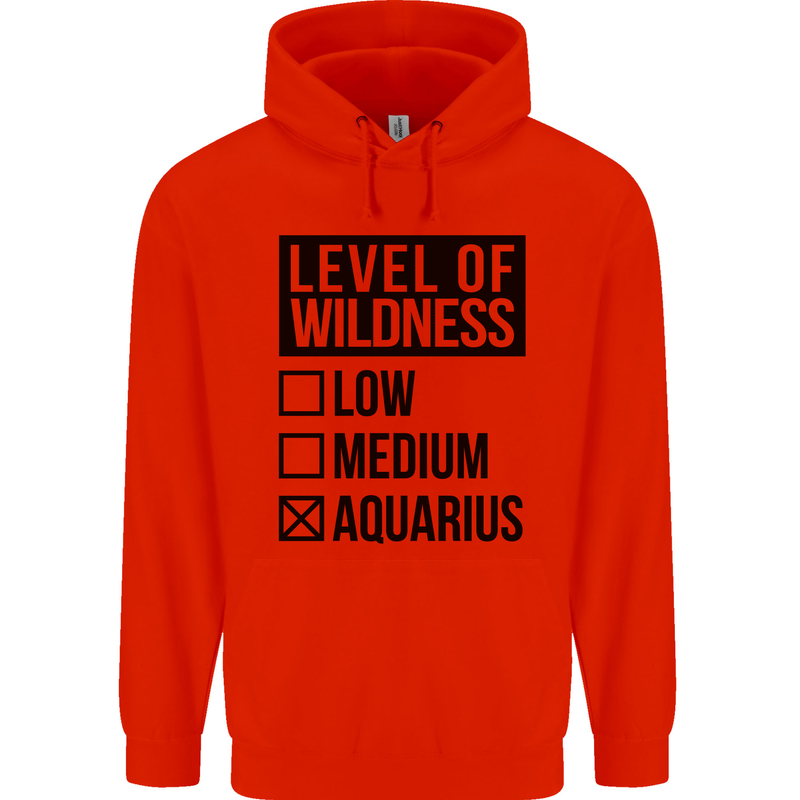 Levels of Wildness Aquarius Childrens Kids Hoodie Bright Red