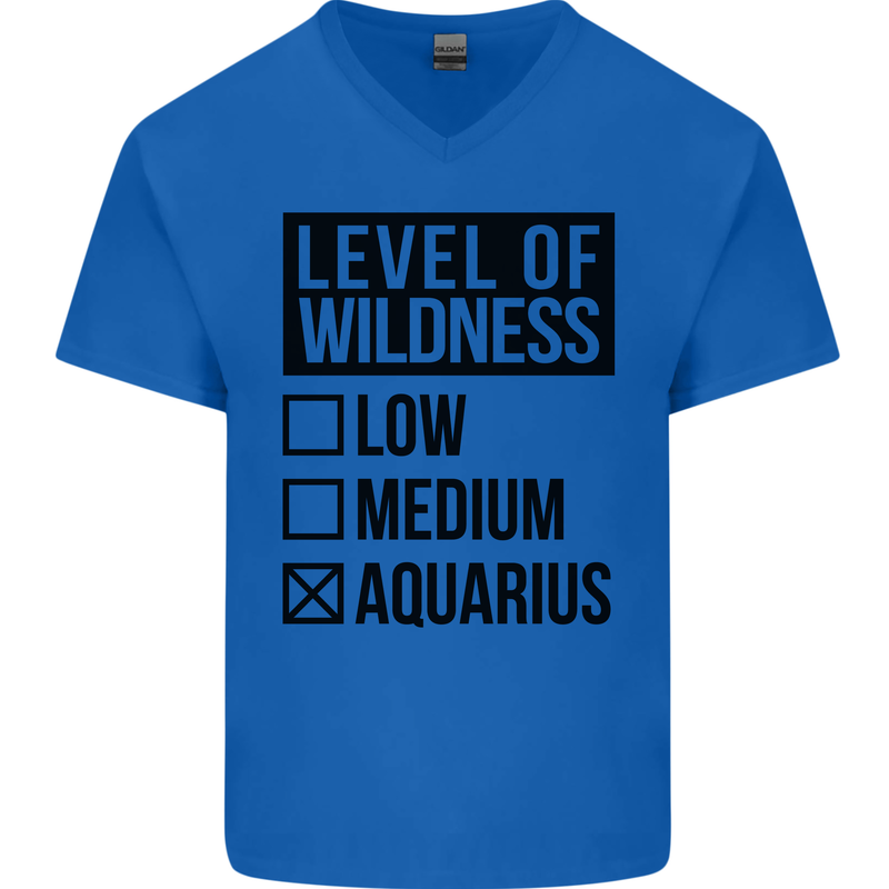 Levels of Wildness Aquarius Mens V-Neck Cotton T-Shirt Royal Blue