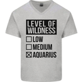 Levels of Wildness Aquarius Mens V-Neck Cotton T-Shirt Sports Grey