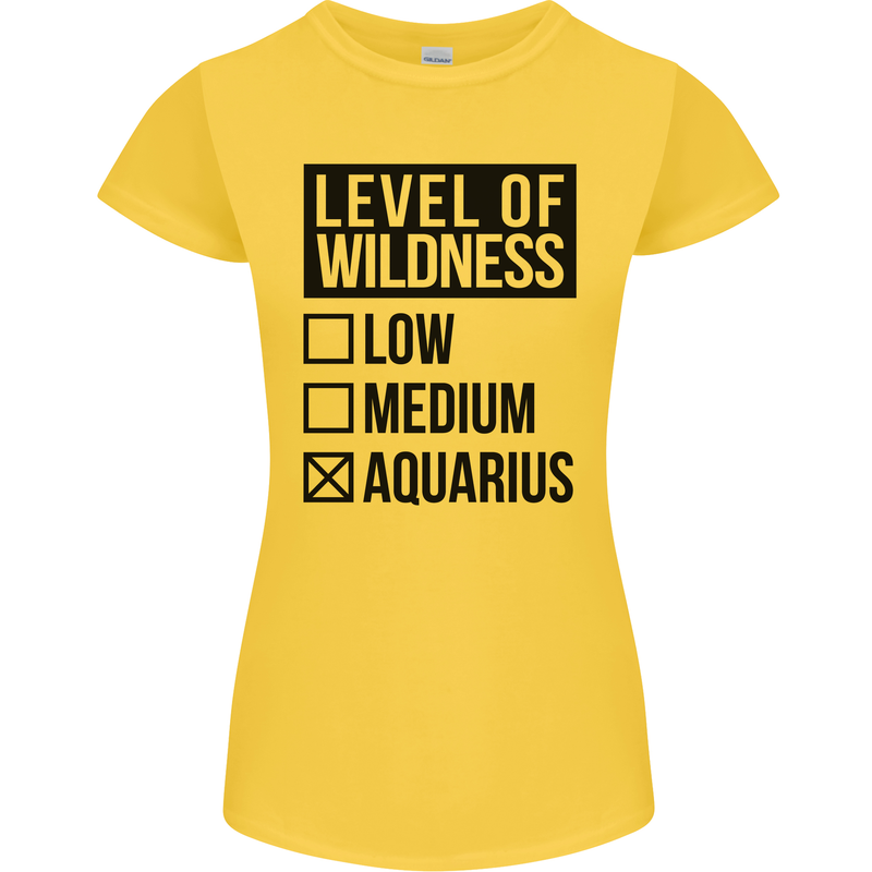 Levels of Wildness Aquarius Womens Petite Cut T-Shirt Yellow