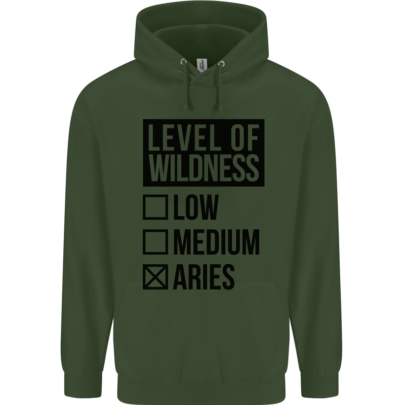 Levels of Wildness Aries Childrens Kids Hoodie Forest Green